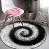 Black and Gray Spiral Tie-Dye Round Area Rug, Non Slip Washable Floor Mat for Living Room Bedroom and Patio, Abstract Decor