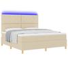 LED Boxspring Bed with Headboard Cream 180 X 200 Cm Fabric