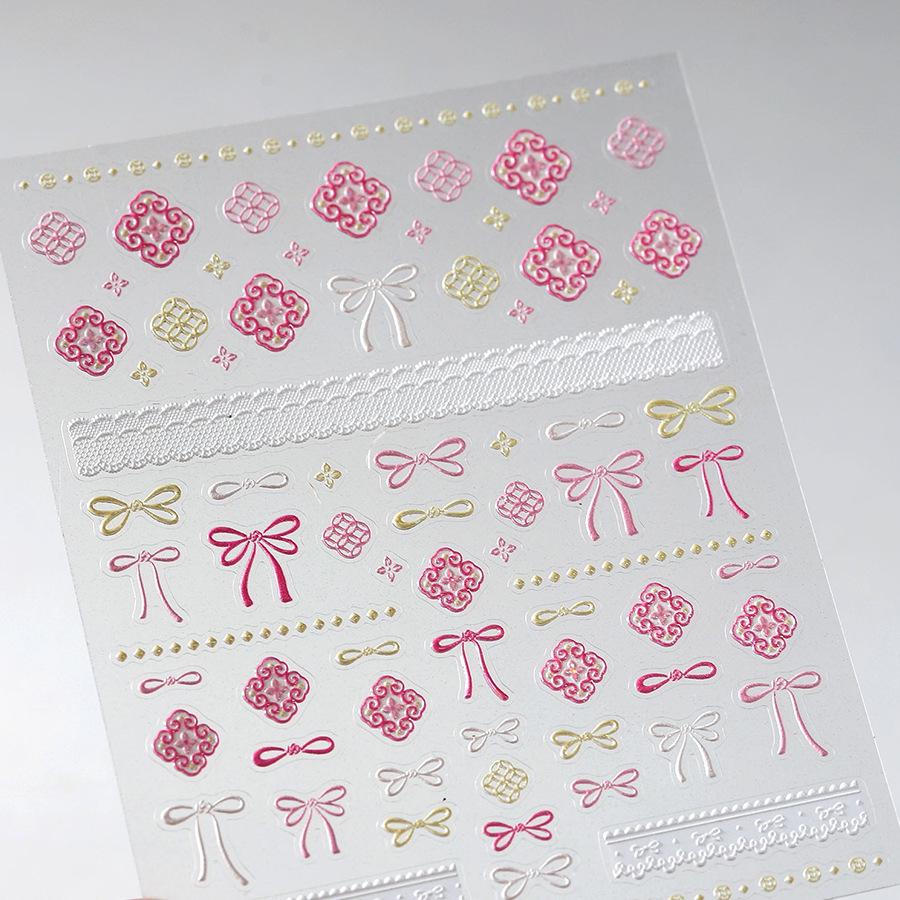 

Ferro Japanese Bowknot 3D Nail Stickers M-908: Frosted Adhesive with Hot Stamping