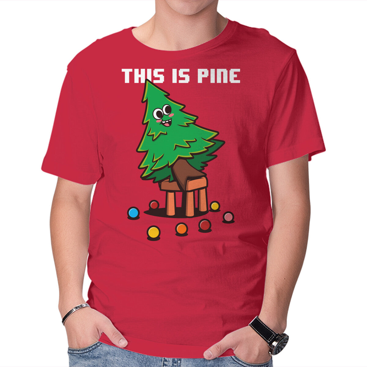Unisex Crew Neck T-Shirt This Is Pine Graphic Short Sleeve Casual Tee XS