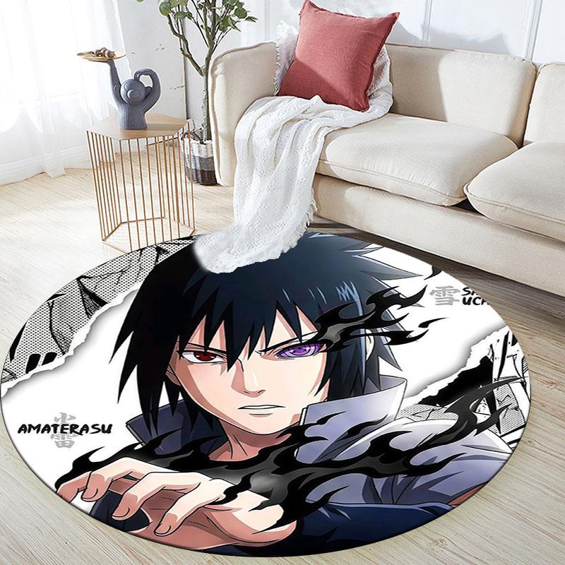Sasuke Uchiha,Round Area Rug,Carpet Rug for Living Room Bedroom Sofa Playroom Decor,Non-slip Floor Mat