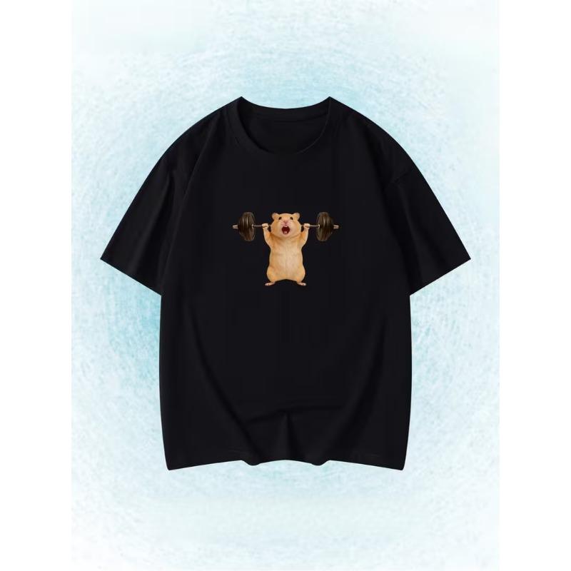 Funny Boxing Hamster Meme Tshirt Unisex Summer Cute Fighter Casual Daily Short Sleeve Tops