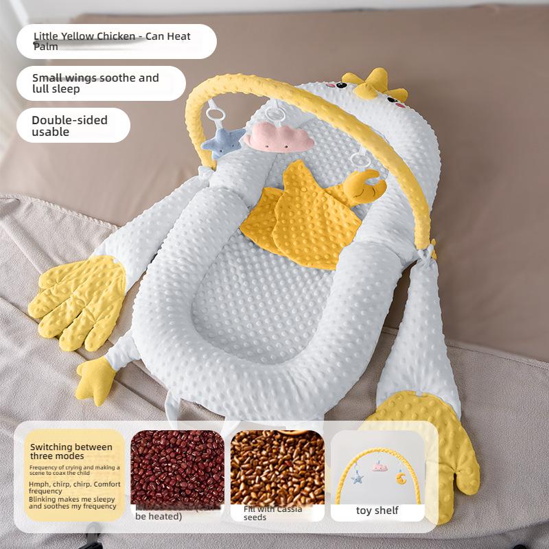 Newborns Soothing Crib with Slope Pad & Leg Rest and Toy Stand Rack for Comfort Nest Bed