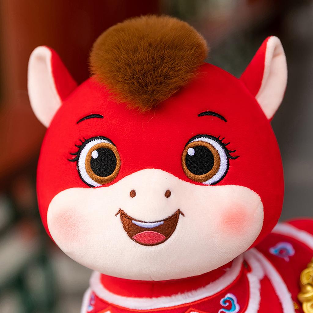 20cm Soft Stuffed Horse Plush Toy Cute Red New Year Decor Doll Gift For Friend Family