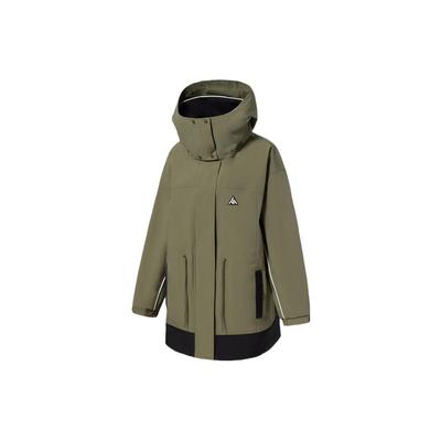 Lining Fitness Series Color Block Letter Print Zip-Up Hooded Jacket Women Jackets Green AEMR002-3