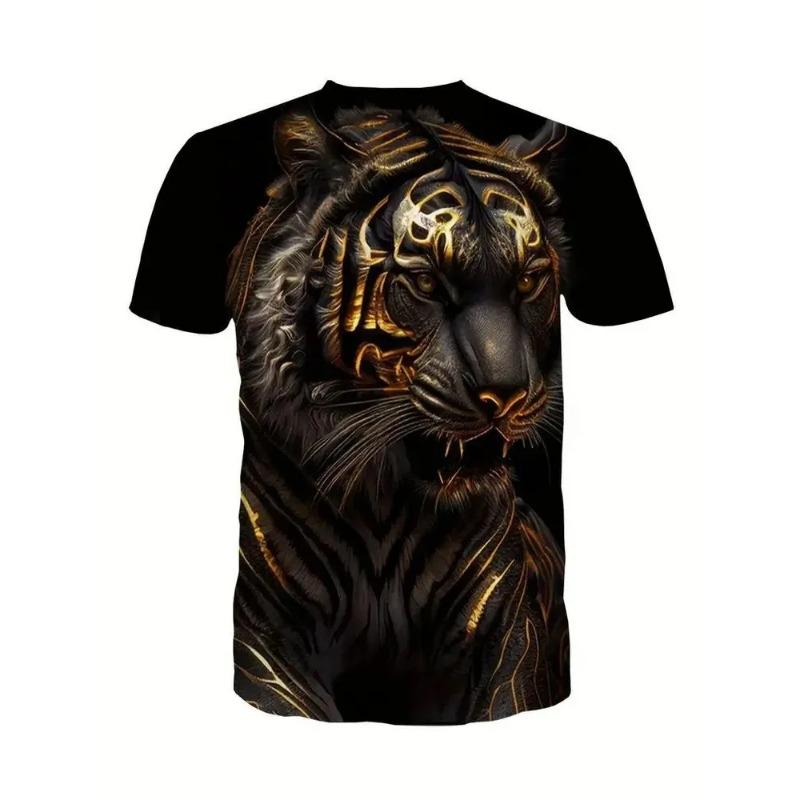 3D Printed Cool Tiger T-Shirt for Men Animal Pattern Tees Summer Street Short Sleeve Round Neck Tops Fashion T Shirts