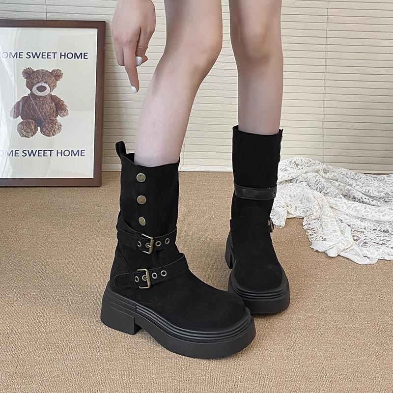 Fashion Hot Selling Thick Soled Height Increasing Boots Women's Shoes 2025 New Fashion Autumn and Winter Versatile Slimming Short Boots
