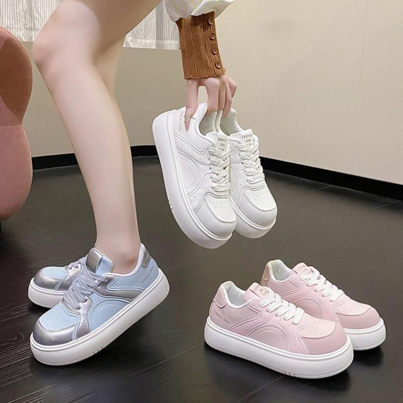 Candy color solid color board shoes new round head dopamine cute running shoes college style thick baseplate shoes