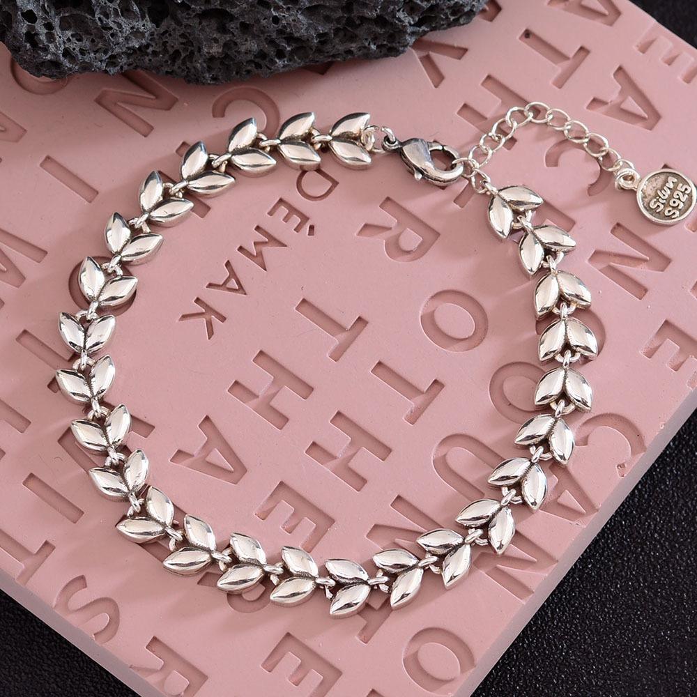 Xiaomi 100% Solid 925 Sterling Silver Metal Bracelet for Women Men Vintage Handmade Simple Wheat Shape Bracelet Birthday Gift S-B451
