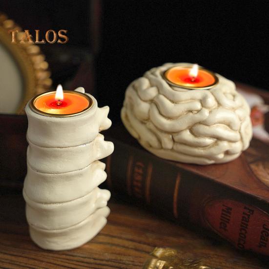 Halloween Candle Holder Gothic Heart Brain Spine Resin Candle Stand Scented Tealight Candle Candlestick Decoration Table Centerpiece