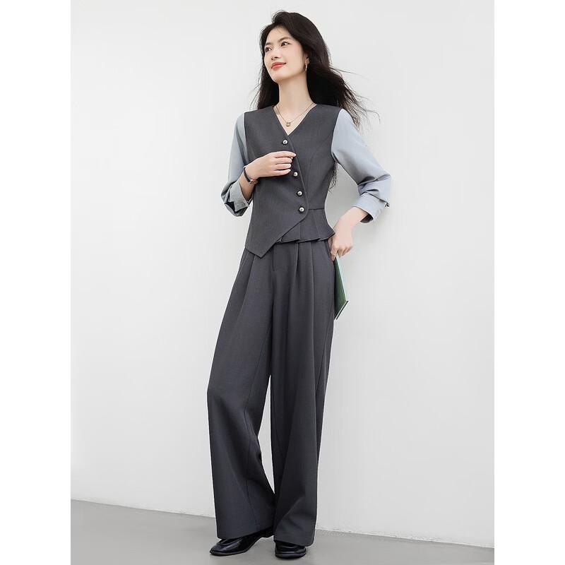 Women's Autumn Waist-Cinching Shirt & Casual Pants Set