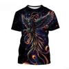 3D Phönix Aufdruck T-Shirt Rundhals Kurzarm Lässiges Oberteil Herren und Damen Tiermuster Feuervogel Aufdruck T-Shirt