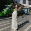 2024 Spring Women's High-Waisted White Wide-Leg Floor-Length Jeans