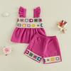Citgeett Summer Kids Baby Girl Outfits Ruffle Sleeveless Flower Tops Shorts Set Casual Clothes