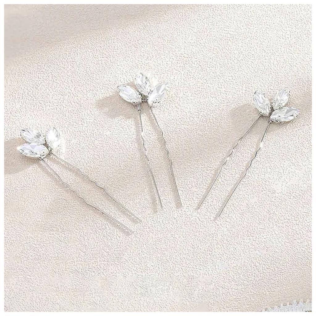 3Pcs Bridal U-shaped Pin Metal Barrette Clip Hairpins Rhinestone Wedding Hairstyle Design Tools Women Wedding Hair Accessories