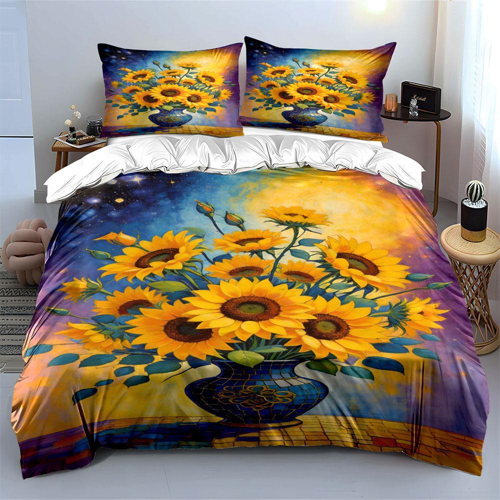 Sunflowers in mosaic vase. Bedding sets Duvet cover sets Duvet covers Pillowcases(1* Duvet Cover 2* Pillowcases without duvet insert)