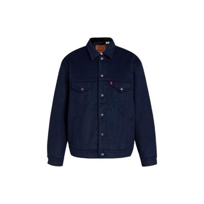 Levis Effen Kleur Enkelrijige Kraag Voorzak Aansluitend Denim Jas Heren jassen Donkerblauw A1972-0000