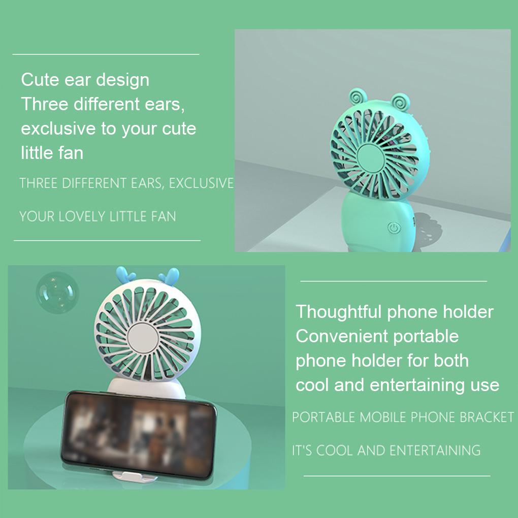 ABS Mini-Taschenventilator mit USB-Aufladung für Kinder, Schüler und Erwachsene, Reise, Handyhalter