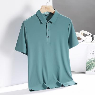 Men's Summer Pure Color Ice Silk Light Business Casual Men's Polo Shirt Short Sleeve Lapel T-shirt