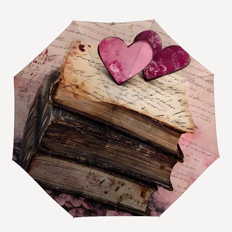 

1pc Love Letters Romantic BooksAutomatic Open/close Umbrella, 8-Rib sturdy structure, Portable Travel Umbrella, Parties, Everyday Usec64