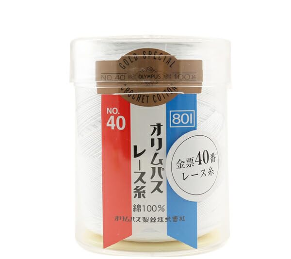 

801 Olympus Lace Gold Ticket 40 100g Ball Thread, No. (White), белый
