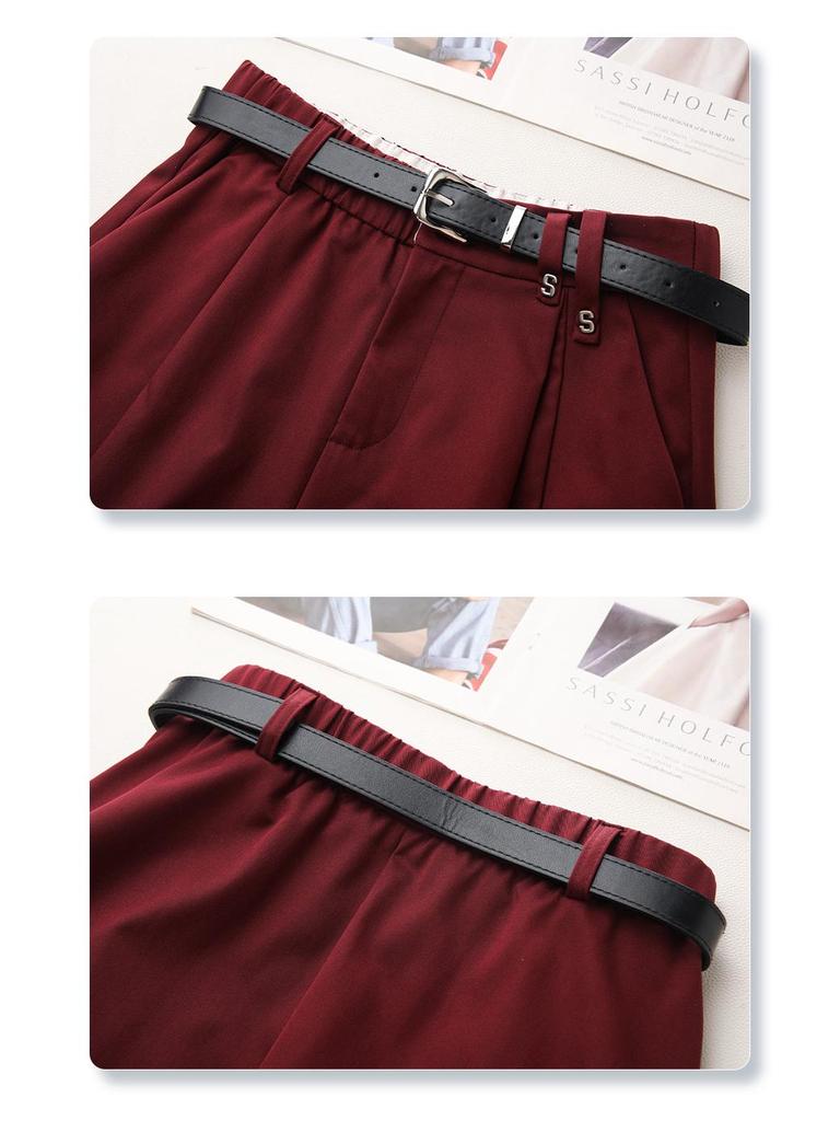2025 Neuer Damen Roter High-Waist A-Linien Midi Faltenrock - Schlankmachende & Lockere Passform für Frühling und Herbst
