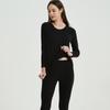 Solid Color Double-Sided Brushed Warm Base Layer Set for Women & Men - Round Neck Top & Pants for Autumn