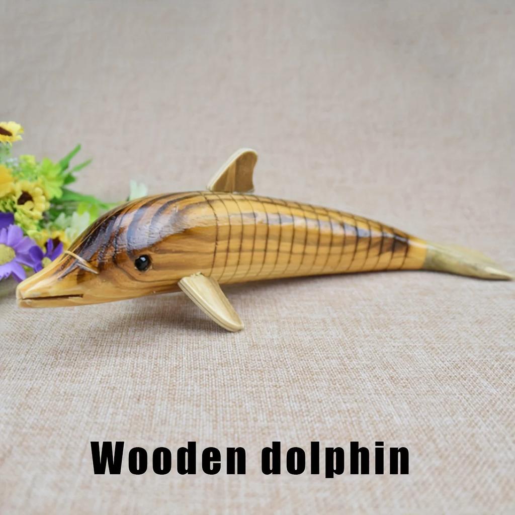 1 wooden dolphin, movable wooden dolphin, cute dolphin, Wooden crafts 33 cm dolphin