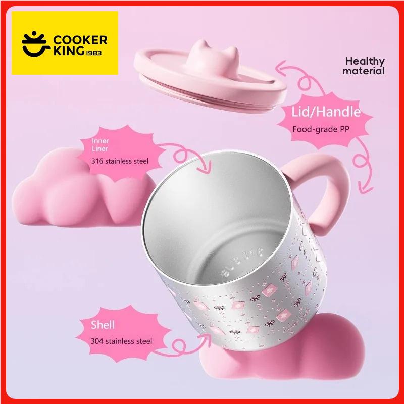 COOKER KinG Coffee Cup 316 Stainless Steel Thermos Mug Children Insulated Cup with Scale Line Office Water Cup Tea Making Home