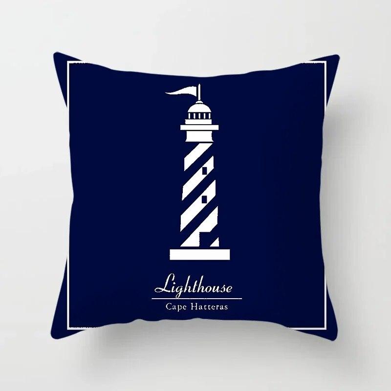 Home Decor Compass Anchor Pillow Cover Blue Mediterranean Cushion Gift Sofa Office Accessory Ornament 45x45cm