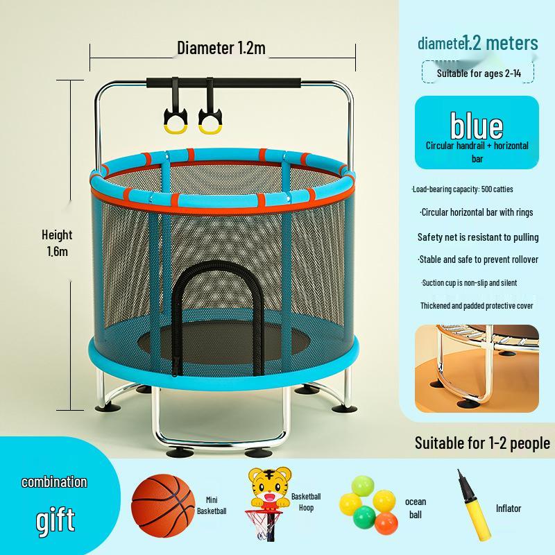 Indoor Family Trampoline with Safety Net for Kids and Adults
