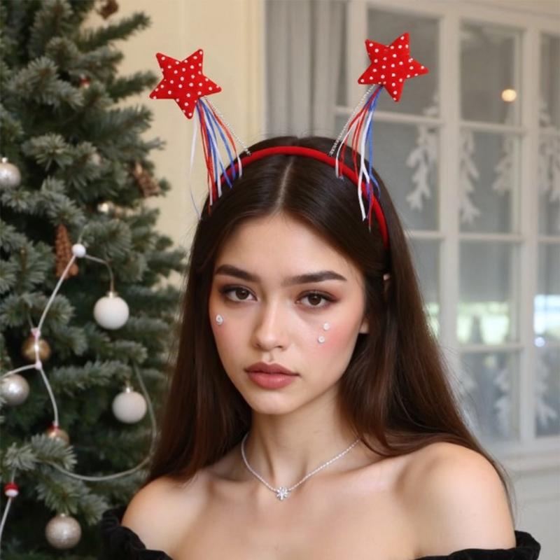 Independence Day Headbands With Double Heart Design And Stripes July 4th Parades Headbands Hair Decors For Celebrations