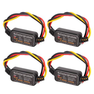 4 Pcs Brake Light Flash Strobe Controller Car Flasher Module DC9‑26V LED Flasher Strobe Controller 16 Modes Adjustable Car Motorcycle