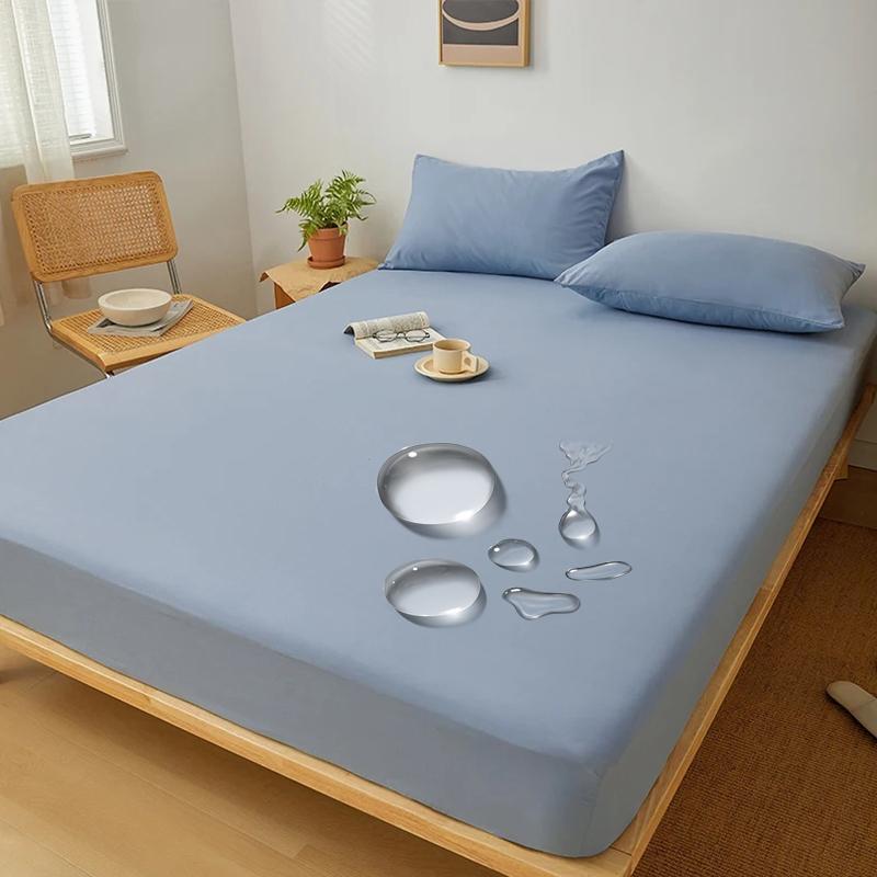 Waterproof Mattress Protector Cover,Stain-Resistant, Machine Washable, Soft Polyester Bedding for All Seasons, Fits Queen & King Sizes, Gray