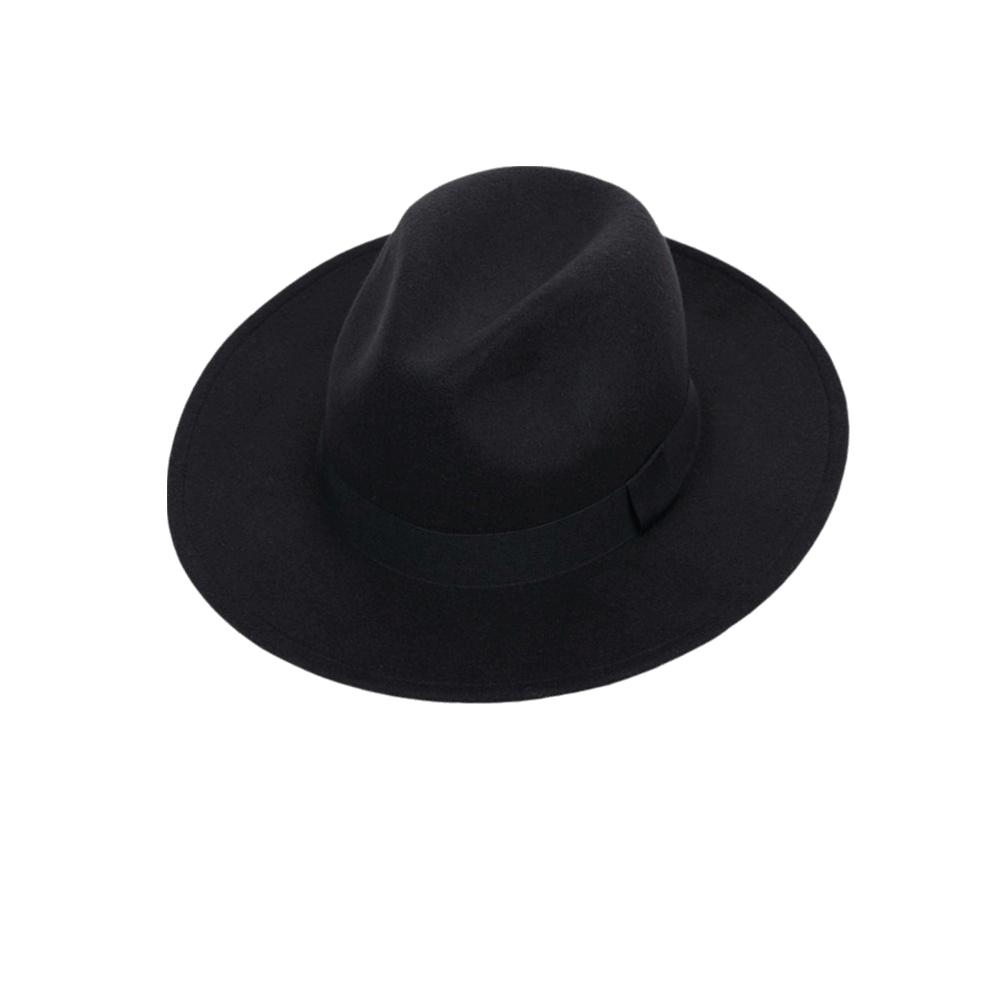 Solid Color Men's Felt Hat British Style Women Jazz Hat Trendy Woolen Flat Top Hat  Winter