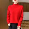 Women's Pure Wool Half-High Collar Loose Knit Sweater - Thickened Autumn/Winter Base Layer Pullover