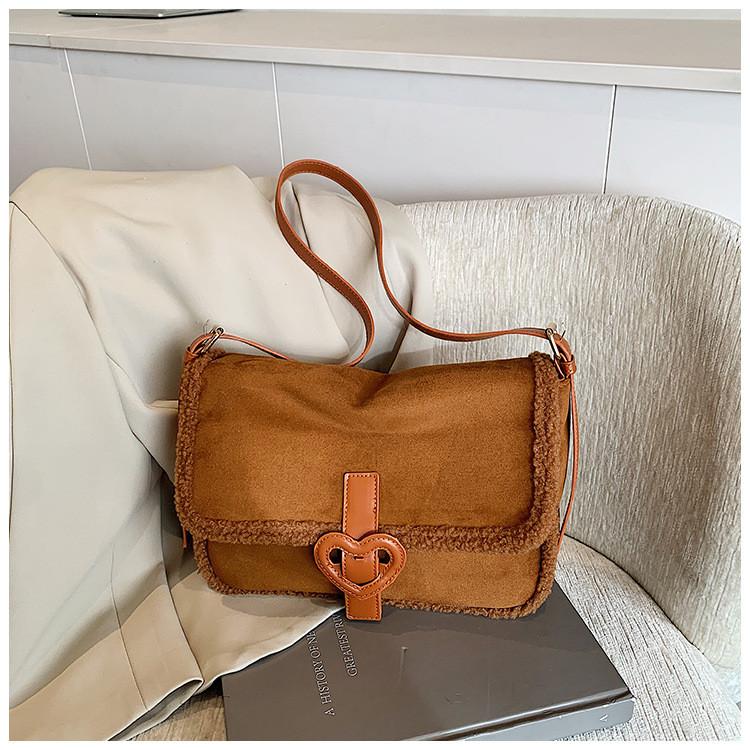 IELGY Suede Large Capacity Autumn Winter Shoulder Messenger Bag Commuter Small Square Bag