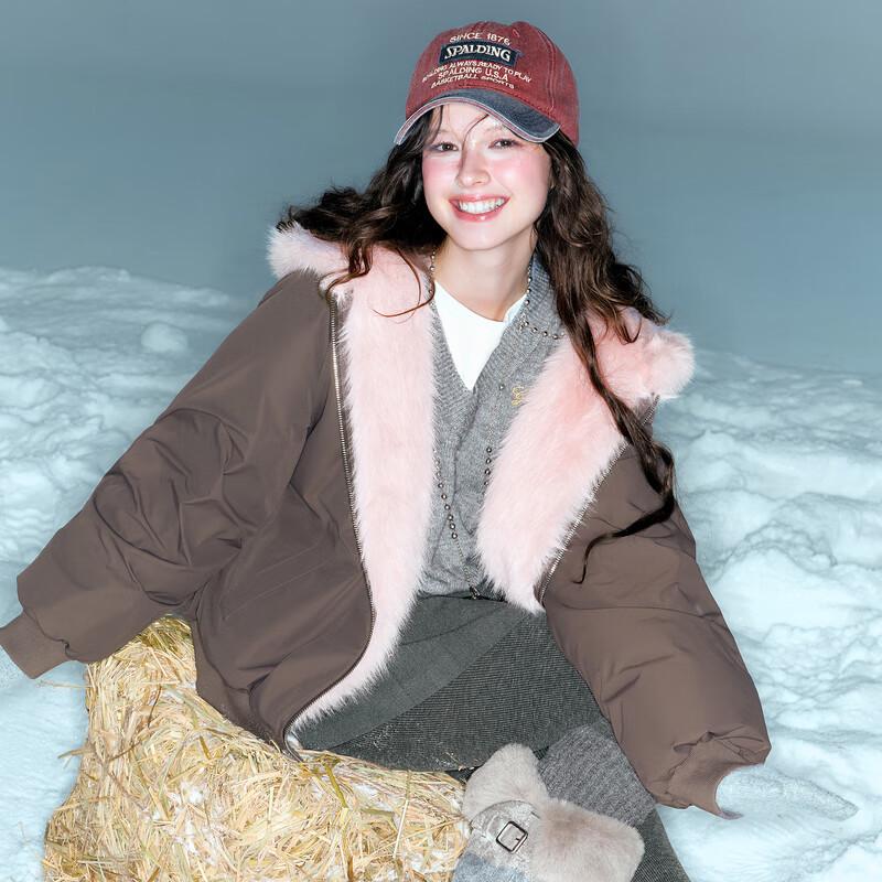 

Sancai 2025 Winter Loose Fit Fur-Collar Hooded 90% White Duck Down Jacket XL (170/92A)