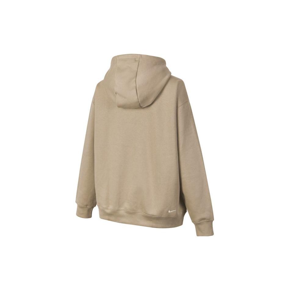 Nike Therma-FIT Fleece-Lined Thick Plain Loose Pullover Hoodie Unisex Tops Khaki DZ3393-247