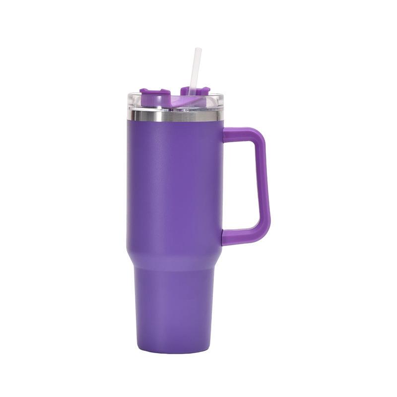 40oz Stainless Steel Insulated Travel Mug with Handle and Straw