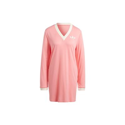 Originals Trefoil Logo Print V-Neck Long Sleeve Dress Women Dresses Pink IB2050