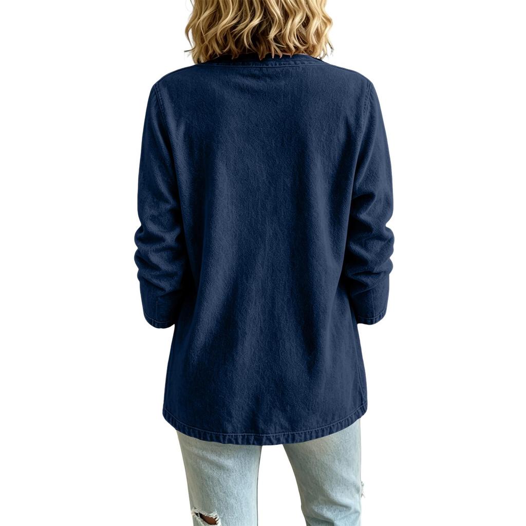Women's Casual Denim Cardigan Jacket Open Front Long Sleeve for Everyday Wear