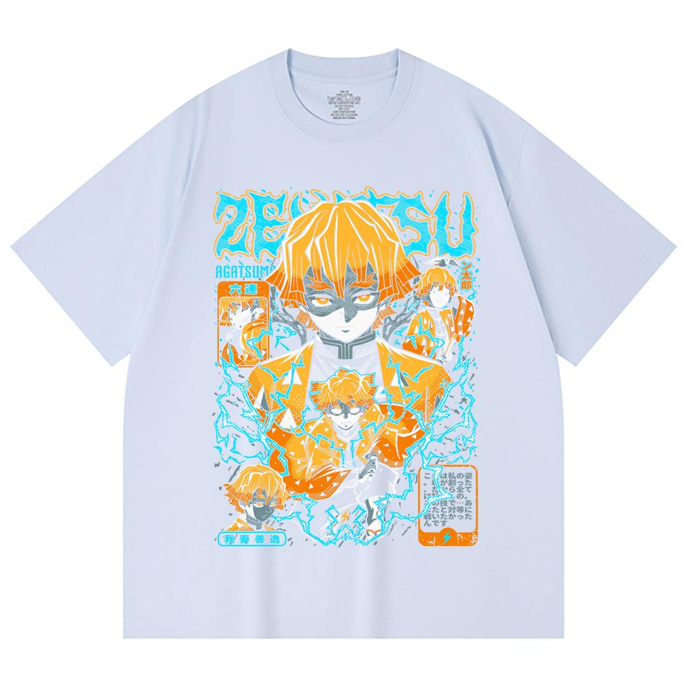 230 Gsm 100% Cotton Demon Slayer V100 Zenitsu Print Unisex Heavy Cotton T Shirt