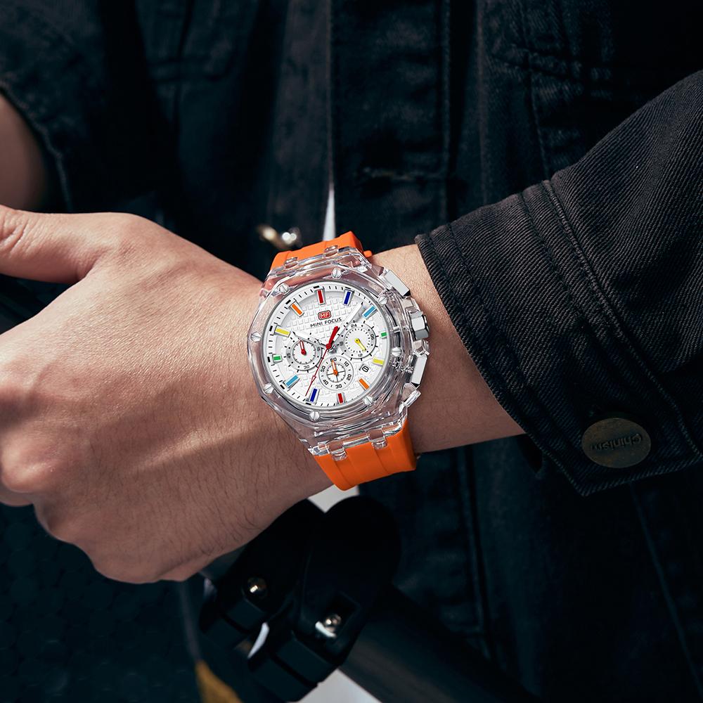 Multifunctional Casual Quartz Watch Mens Watches Waterproof Transparent Case Wrist Watch with Luminous Hands