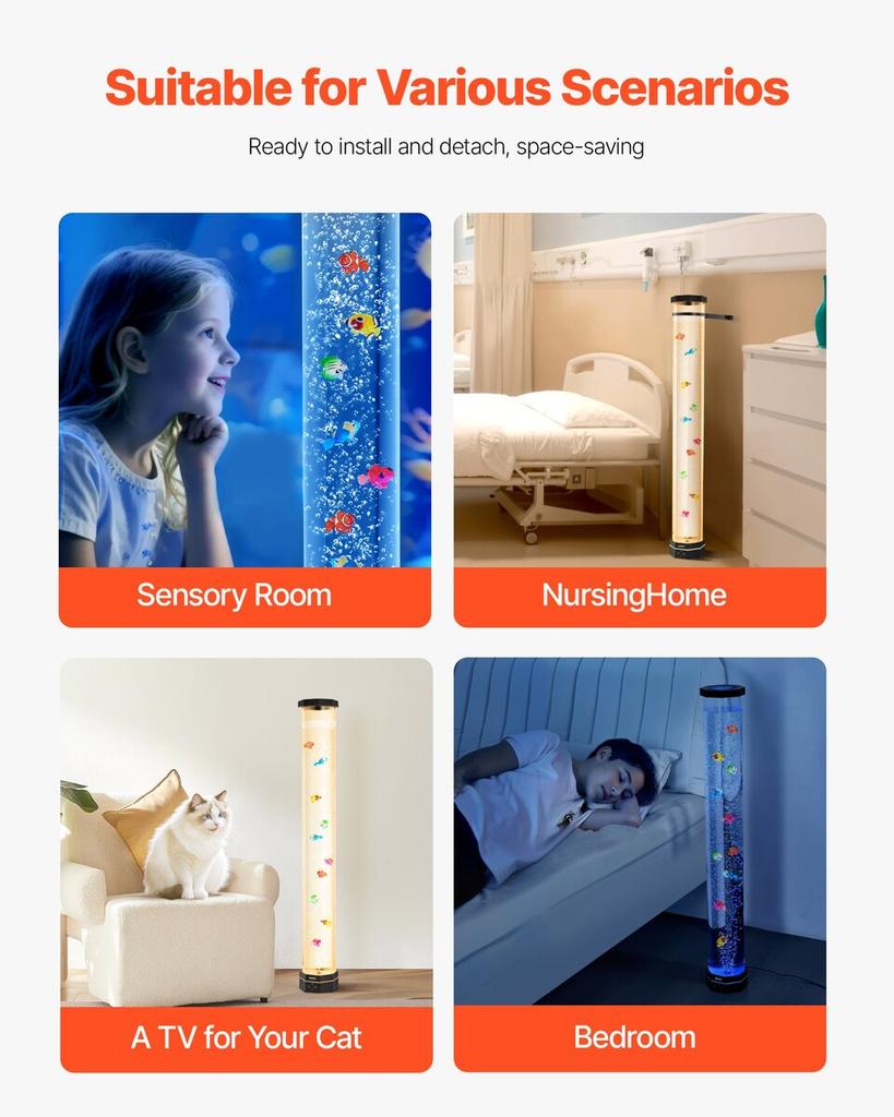 Bubble Tube Lamp 16 Color 1 m Sensory Aquarium Lamp for Relief Calming