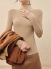 Women's Modal Half-High Neck Base Layer Top, Slim Fit, Ruffle Trim, Long Sleeve Inner Wear for Spring, Autumn, Winter 2025, High-Quality Feel