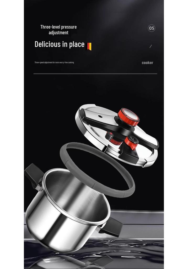 Denifei 304 Stainless Steel High-Pressure Cooker, Gas & Induction-Compatible, Thickened & Explosion-Proof.
