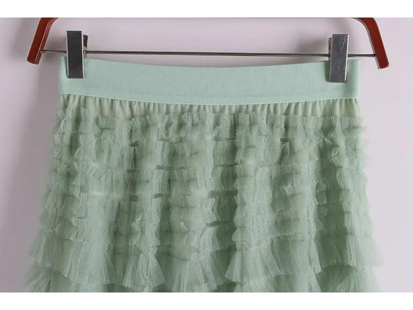 2023 Autumn/Winter A-Line Long Mesh Cake Skirt