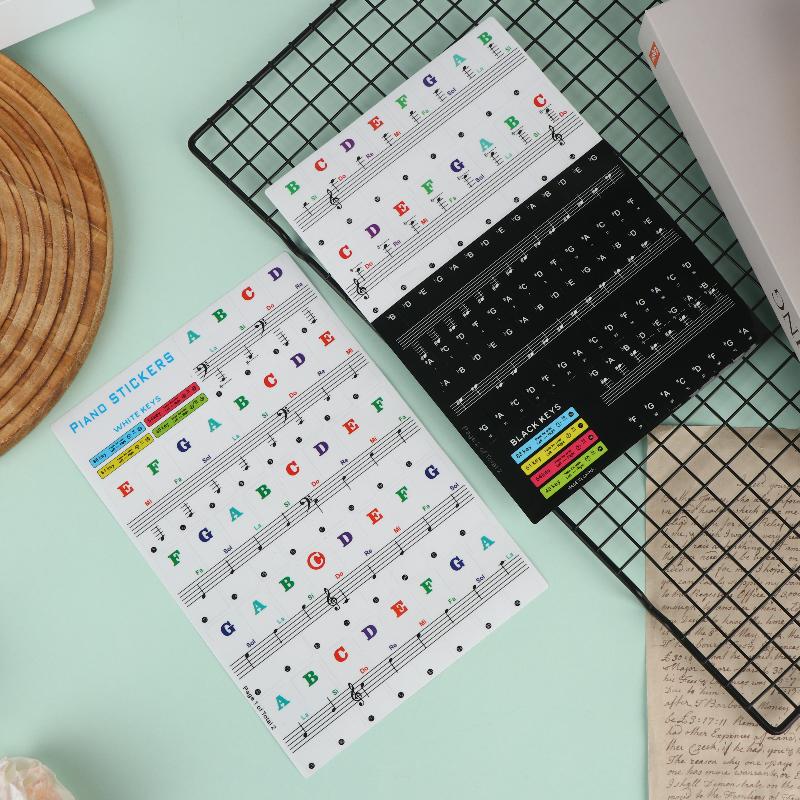1 Set Beginner Letter Piano Sticker 88/61/54/49 Keys With Removable Colored Note Labels Piano Keyboard Stickers