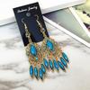 Vintage court gem set earrings long temperament bohemian earrings niche earrings women